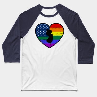 New Jersey United States Gay Pride Flag Heart Baseball T-Shirt